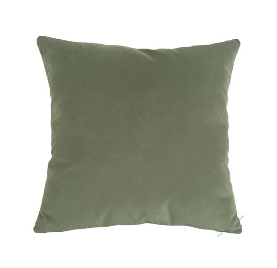 Sage Green Velvet Suede Decorative Throw Pillow Cover / Pillow Case / Cushion Cover / 18x18" | Etsy (US)