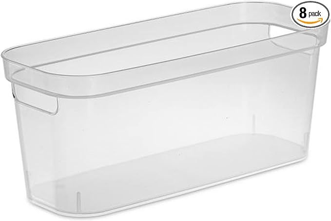 Sterilite 6.25x6.25x15 Inch Narrow Modern Storage Bin with Comfortable Carry Through Handles and ... | Amazon (US)