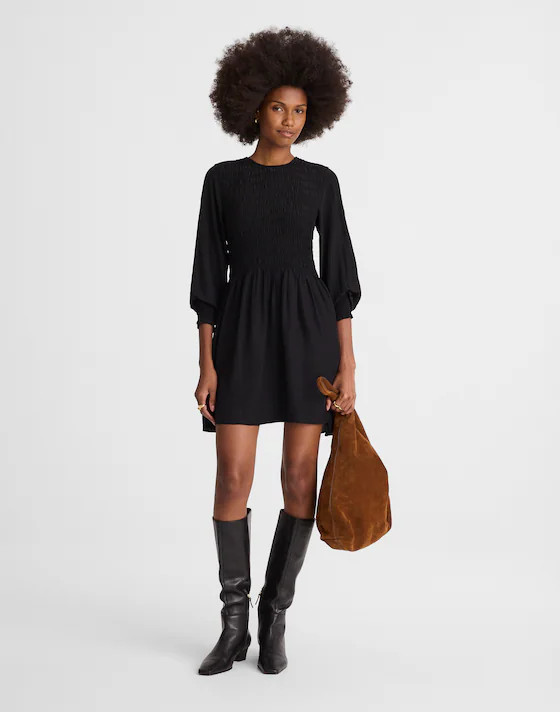 Long-Sleeve Smocked Mini Dress | Madewell