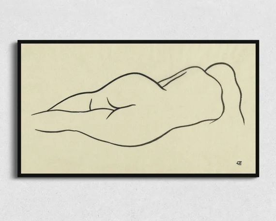 Samsung Frame TV Art | Nude Line Drawing | Digital Vintage Minimalist Neutral Antique Female Sket... | Etsy (US)