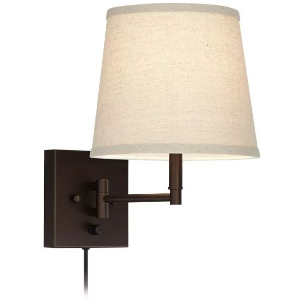 360 Lighting Modern Swing Arm Wall Lamps Set of 2 Painted Bronze Plug-In Light Fixture Oatmeal Li... | Walmart (US)
