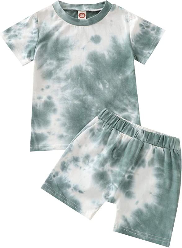 Toddler Baby Boys Tie-Dye Outfits Short Sleeve T-Shirt Tops+Short Pants 2Pcs Summer Cotton Clothe... | Amazon (US)