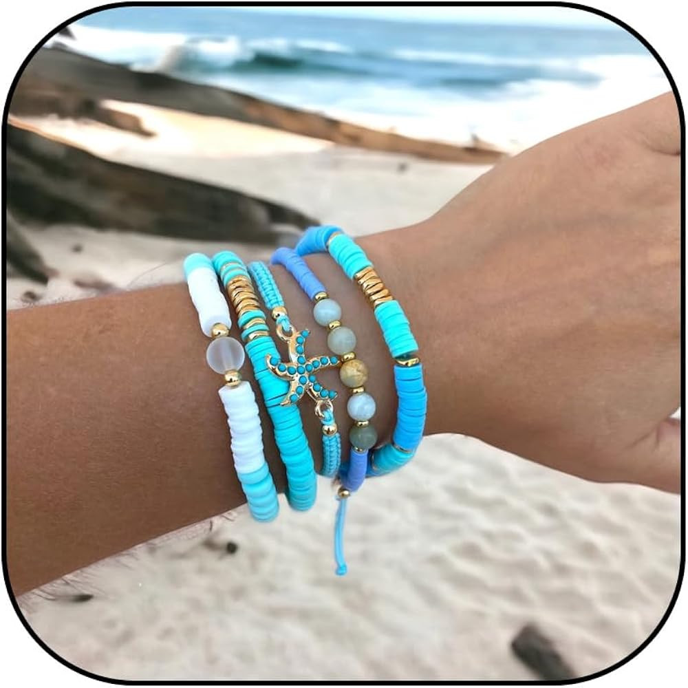 Pulsera de concha, accesorios de playa, pulseras de estrellas de mar, pulseras con dije de concha... | Amazon (US)