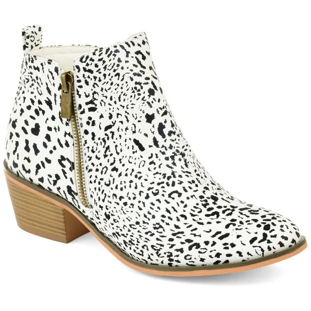 Brinley Co. Women's Faux Leather Stacked Heel Side Zip Booties | Walmart (US)