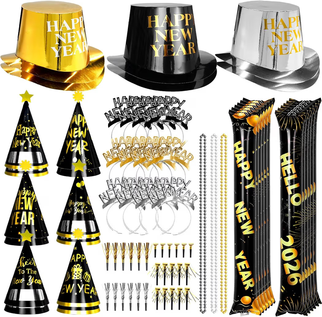 New Years Eve Party Supplies 2026 94PCS Happy New Years Decoration Hats Headband for 2026 Party P... | Amazon (US)