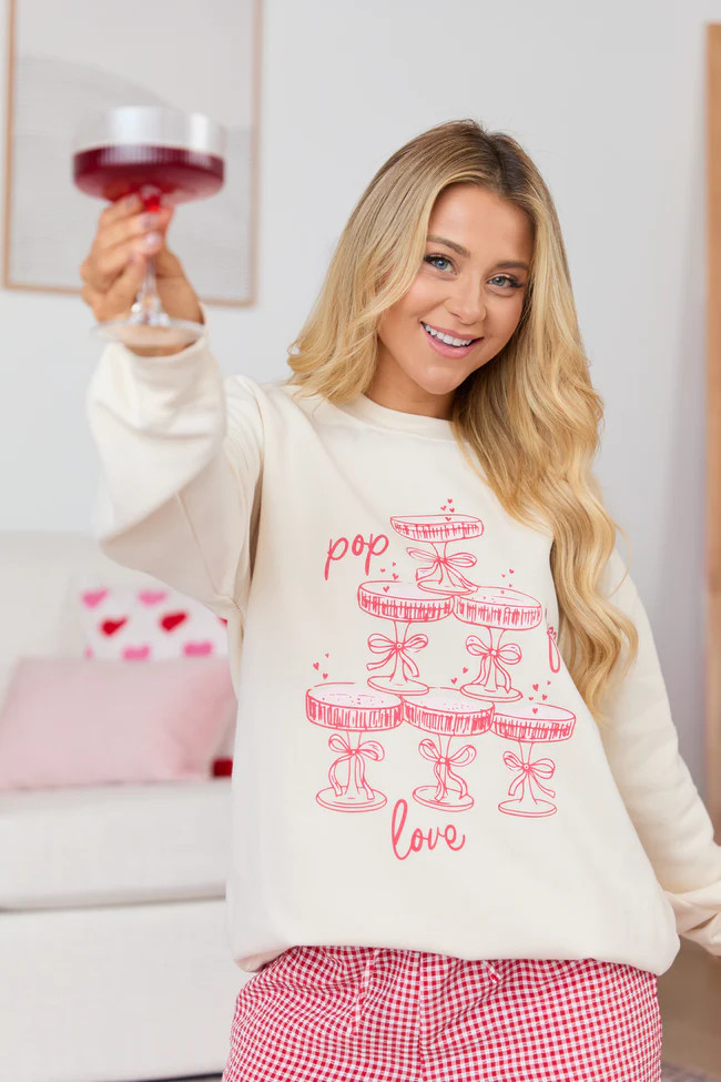 Pop Fizz Love Cream Graphic Sweatshirt | Pink Lily