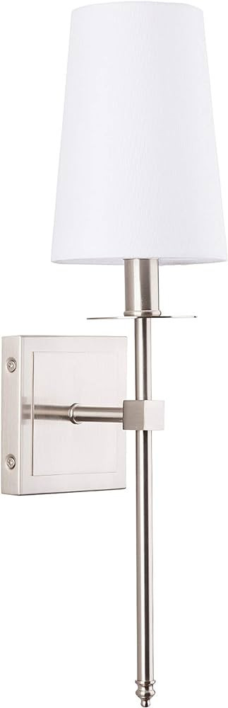 Linea di Liara Torcia Brushed Nickel Wall Sconce Wall Lighting with White Fabric Shade Modern Bat... | Amazon (US)