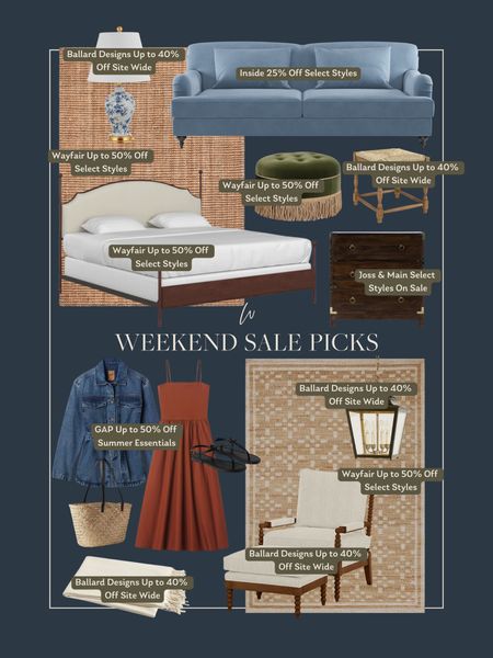Weekend Sale Picks! A round up of some of my current favorite finds that are on sale! Jute rugs, cottage style bed frames, our new sofa, ottomans and stools, and summer clothing favorites! 

#LTKSaleAlert #LTKHome #LTKStyleTip