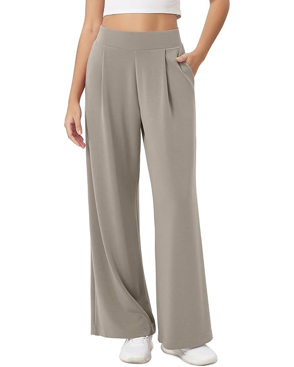 ODODOS Modal Soft Wide Leg Pants for Women High Waist Casual Relaxed Pants with Pockets-27/29"/ 3... | Amazon (US)