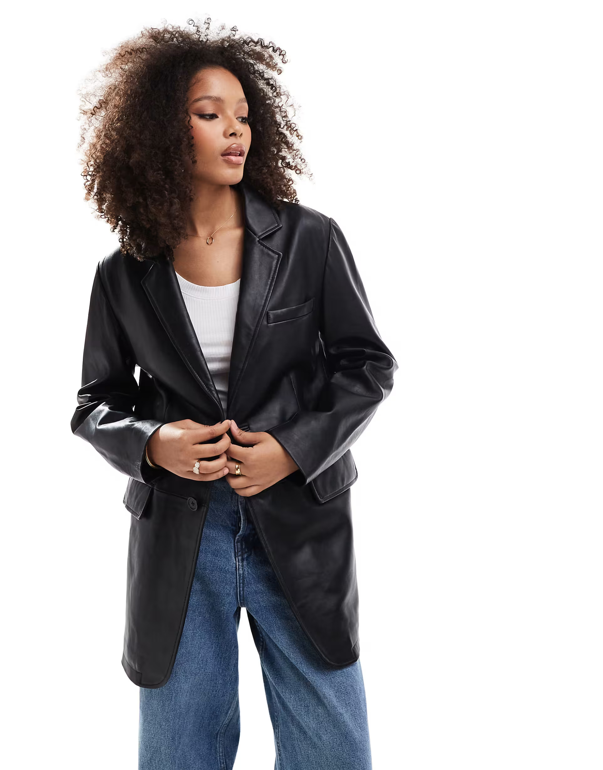 Barneys Originals leather blazer in black | ASOS | ASOS (Global)