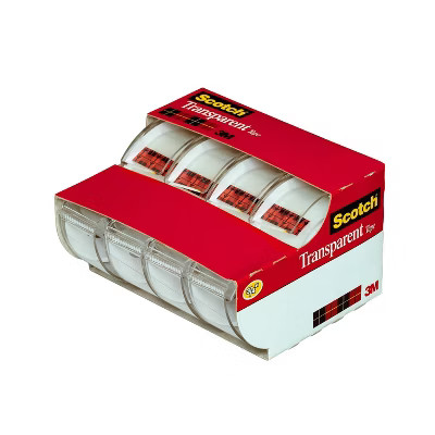 Scotch® Transparent Tape, 3/4 in. x 275 in., 4 Dispensers/Pack: Gift Wrap & Packing Tape, Clear,... | Target