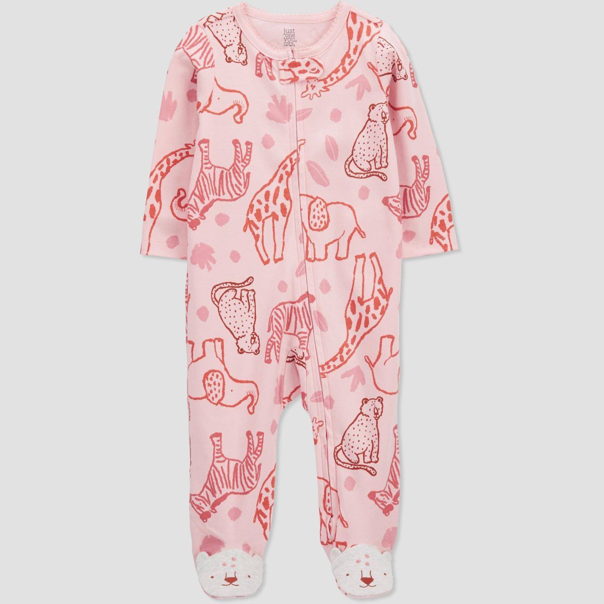 Carter's Just One You® Baby Girls' Safari Interlock One piece Pajama - Pink | Target