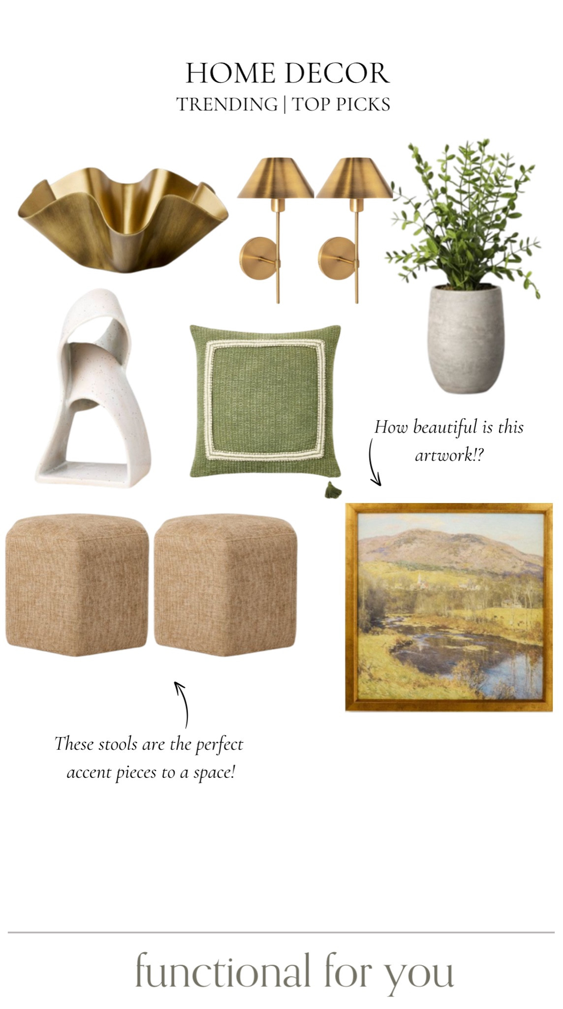 Home decor top picks, all from Target!






Home decor, accent bowl, wall sconces, faux plant, vase, figurine, accent pillow, throw pillow, wall art, accent stool, poof chair, target home decorr

#LTKHome #LTKStyleTip