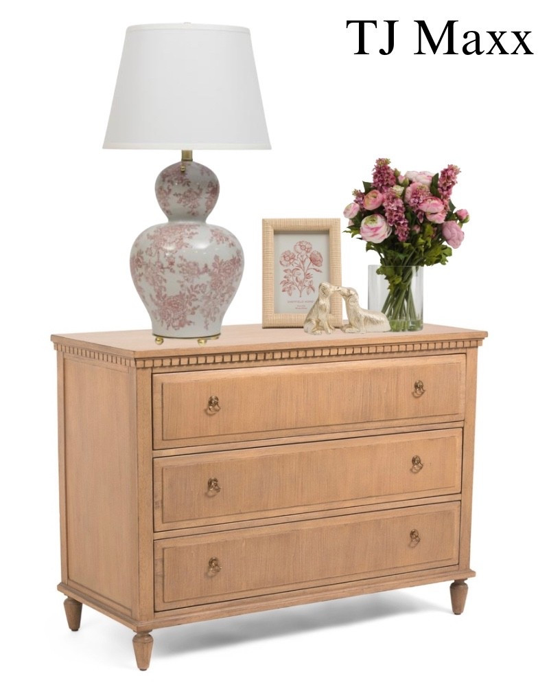 Nightstand on sale at TJ Maxx, table lamp, picture frame, faux flowers in vase, dog statue, bedroom, French, modern, coastal.

#LTKSaleAlert #LTKHome