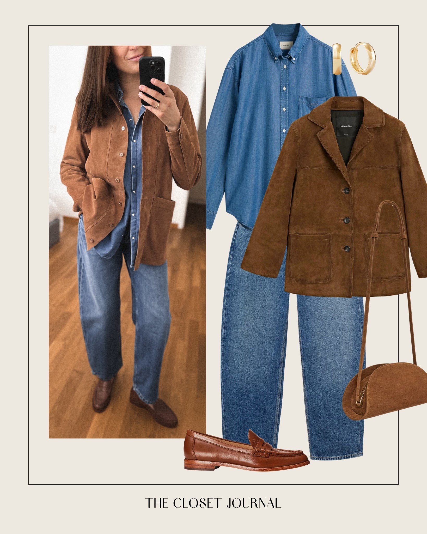 Denim, suede, camel - autumn look inspo 🍂🍁
- Jeans are under 40€, have a great barrel leg style, and are not too ‘baggy’. Wearing M/38.
- Jacket - it's oversized, but I’ve sized up - wearing Large (EU 40)
- Shirt - oversized fit - wearing size Medium/38