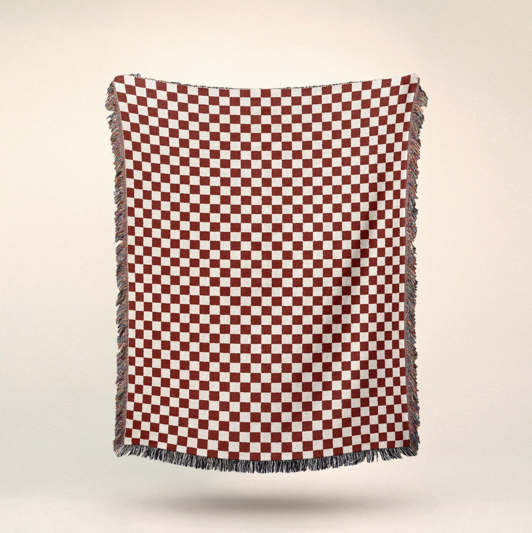 Red and White Checkered Print Throw Blanket - Green and Pink - Picnic Blanket - Wall Tapestry - W... | Etsy (US)