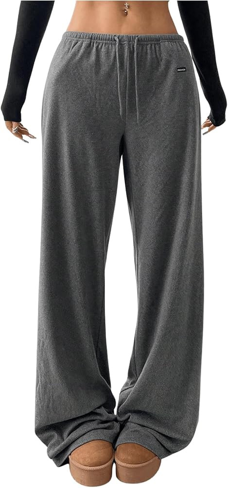 SOLY HUX Women's Drawstring Sweatpants Low Rise Baggy Wide Leg Pants with Pockets | Amazon (US)
