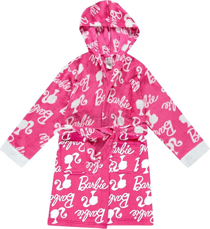 Barbie Girls Fleece Kids Hooded Robe - Super Soft Plush Kids Spa Bathrobe with Pockets, Girls Siz... | Amazon (US)