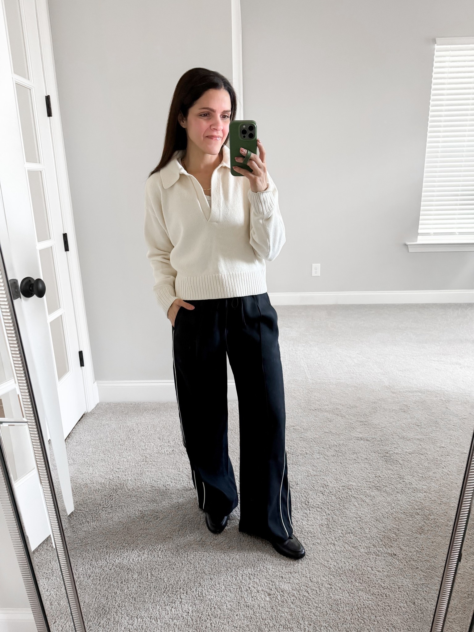 Easy ootd — polo sweater, track pull on pant, loafers. All fit tts 

#LTKgrwm #LTKOver40 #LTKootd