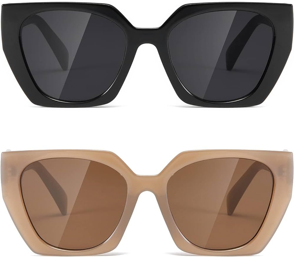 Retro Sunglasses Women and Men Square Trendy Show shades fashion vogue UV Protection sun glasses ... | Amazon (US)