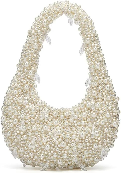 Trendy Pearl Shoulder Purse for Women Small Y2k Tote Bags for Party Rhinestone-Encrusted Designer... | Amazon (US)