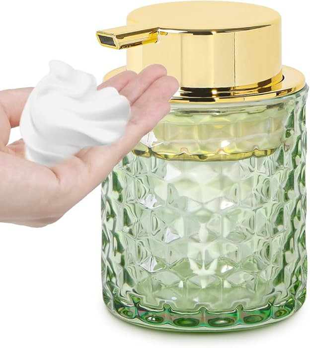 Fvstar Green Foaming Soap Dispenser, Glass Soap Dispenser with Gold Pump, Bathroom Refillable 10 ... | Amazon (US)