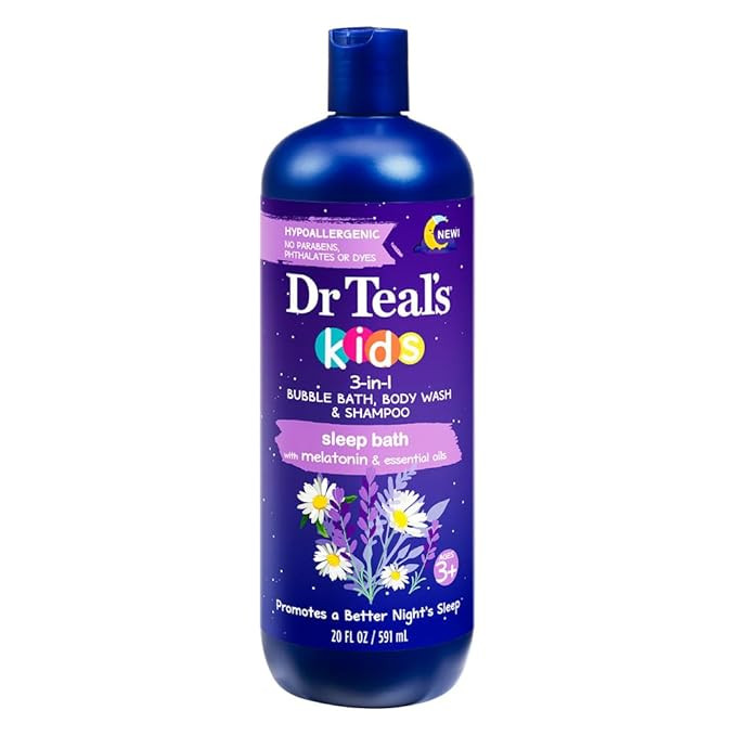 Dr Teal`s Kids 3-in-1 Bubble Bath, Body Wash & Shampoo Sleep Bath (1) 20 Fluid Ounce Bottle | Amazon (US)