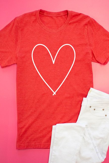 Heart Outline Red Graphic Tee | The Pink Lily Boutique