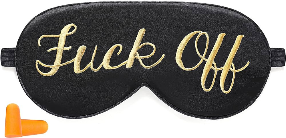 Coucoland 100% Mulberry Silk Funny Sleeping Eye Mask Cover Blindfold for Sleep Adjustable Head Straps with Two Ear Plugs (Gold) | Amazon (US)