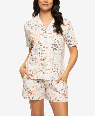 Women's Josephine Notched Collared Shirt and Shorts Pajama Set Style 900871 | Macy's