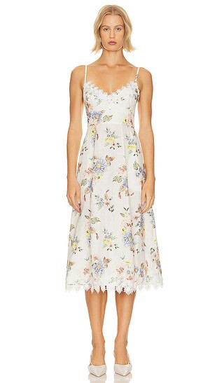 Applique Picnic Midi Dress in Blue Floral | Revolve Clothing (Global)
