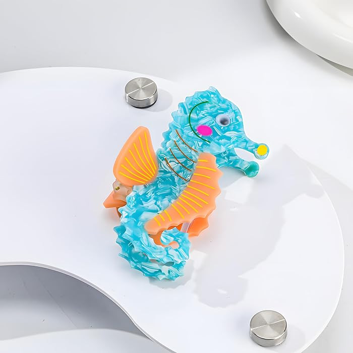 Seahorse Claw Clips,Seahorse Shape Ocean Hair Clip\uff0c New Small Claw Barrettes For Women. (Blu... | Amazon (US)