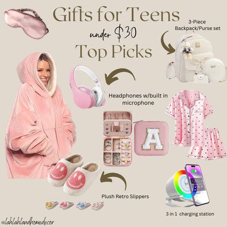 Gift Guide for Teen Girls under $30! Pajamas | phone charger | headphones | travel jewelry kit | backpack | purse | blanket | slippers | spa care @amazon #amazongift | christmas gift | holiday gift 

#LTKHoliday #LTKfindsunder50 #LTKGiftGuide