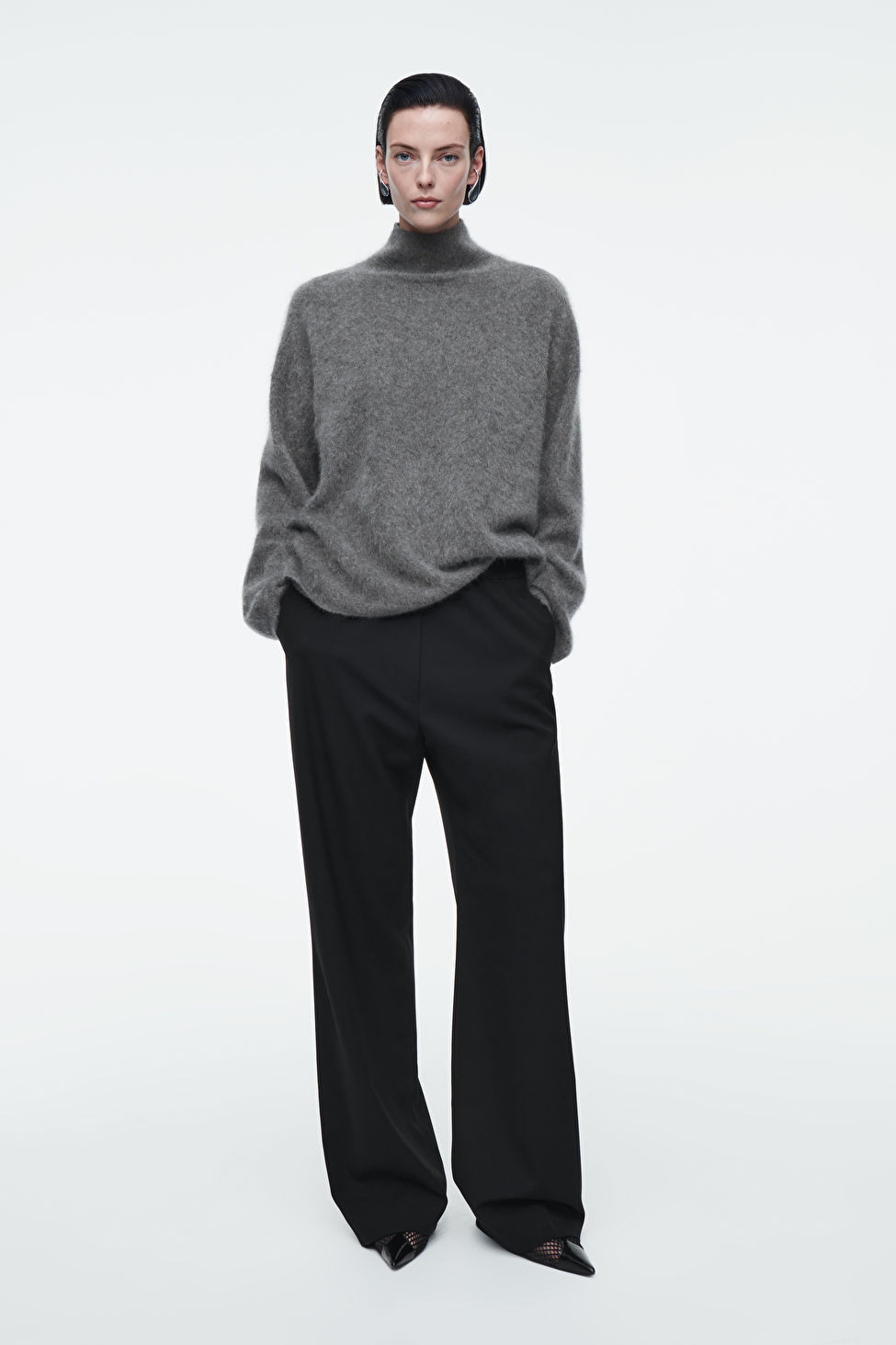 ELASTICATED TAILORED WOOL TROUSERS - BLACK - COS | COS UK