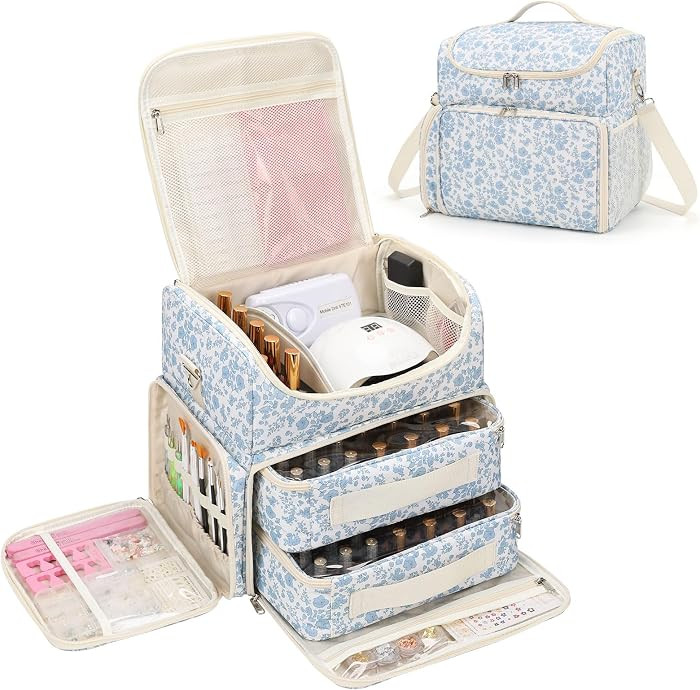 Extra Large Nail Polish Organizer Case Holds 86 to 100+ Bottles Nail Polish & Nail Lamp, Nail Sup... | Amazon (US)