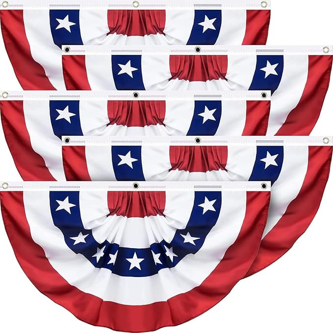 5 Pack USA Pleated Fan Flag, 1.5 X 3 Feet American US Patriotic Half Fan Banner Flag Decoration, ... | Amazon (US)