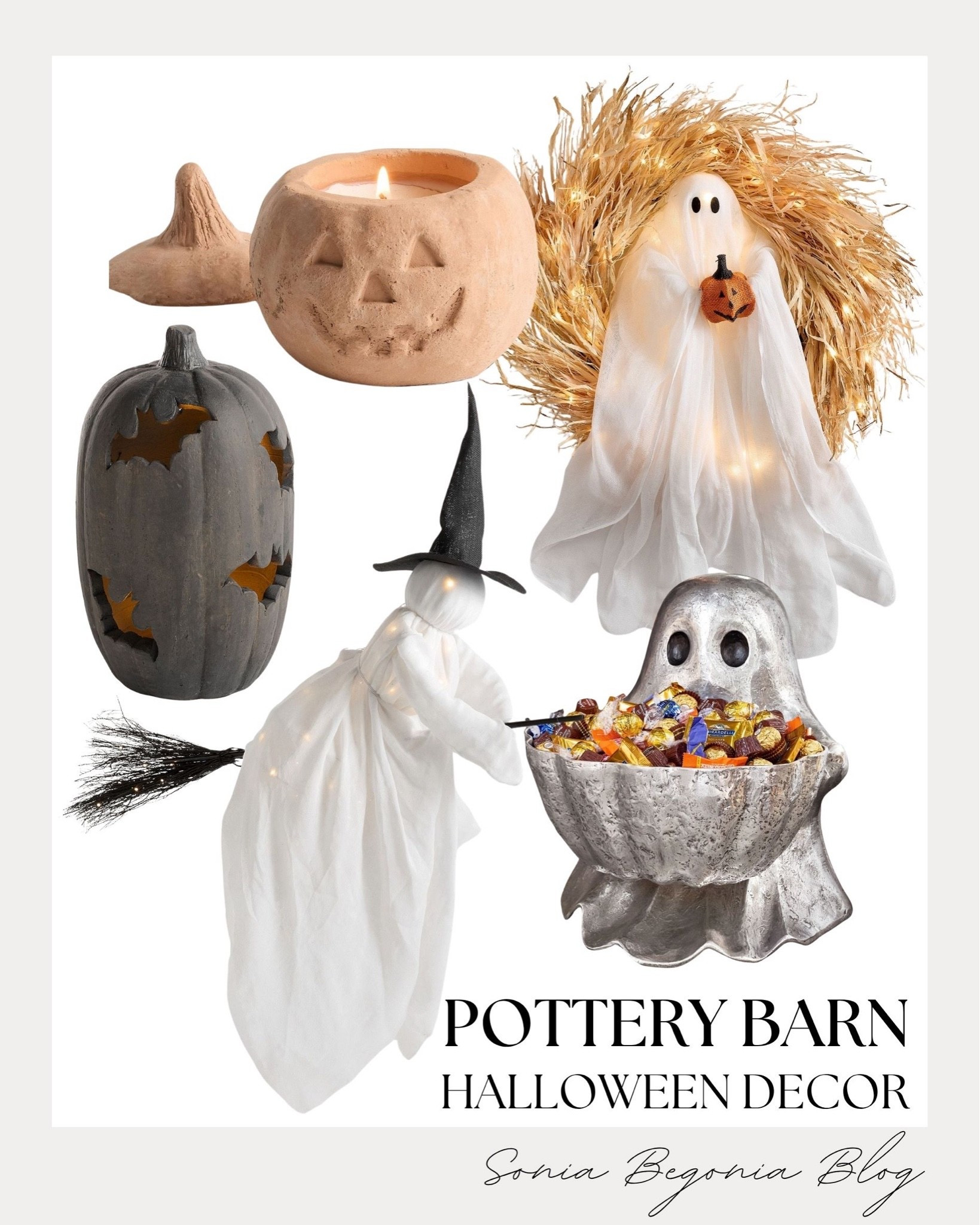 Pottery Barn Halloween finds! 🎃

I selected festive seasonal decor including a ghost wreath, a silver ghost candy bowl, and a flying ghost witch figure.

I added a terracotta jack-o'-lantern candle holder and a dark bat-carved pumpkin lantern to complete the cozy, spooky setup. 🕯️✨

#PotteryBarn #PBHome #HalloweenDecor #SpookySeason #LTKhome #FallDecor #HalloweenInspo #HomeStyling

#LTKSeasonal #LTKHome