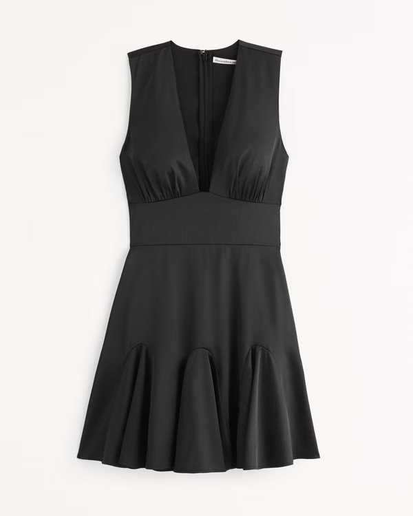 Plunge Satin Mini Dress | Abercrombie & Fitch (US)