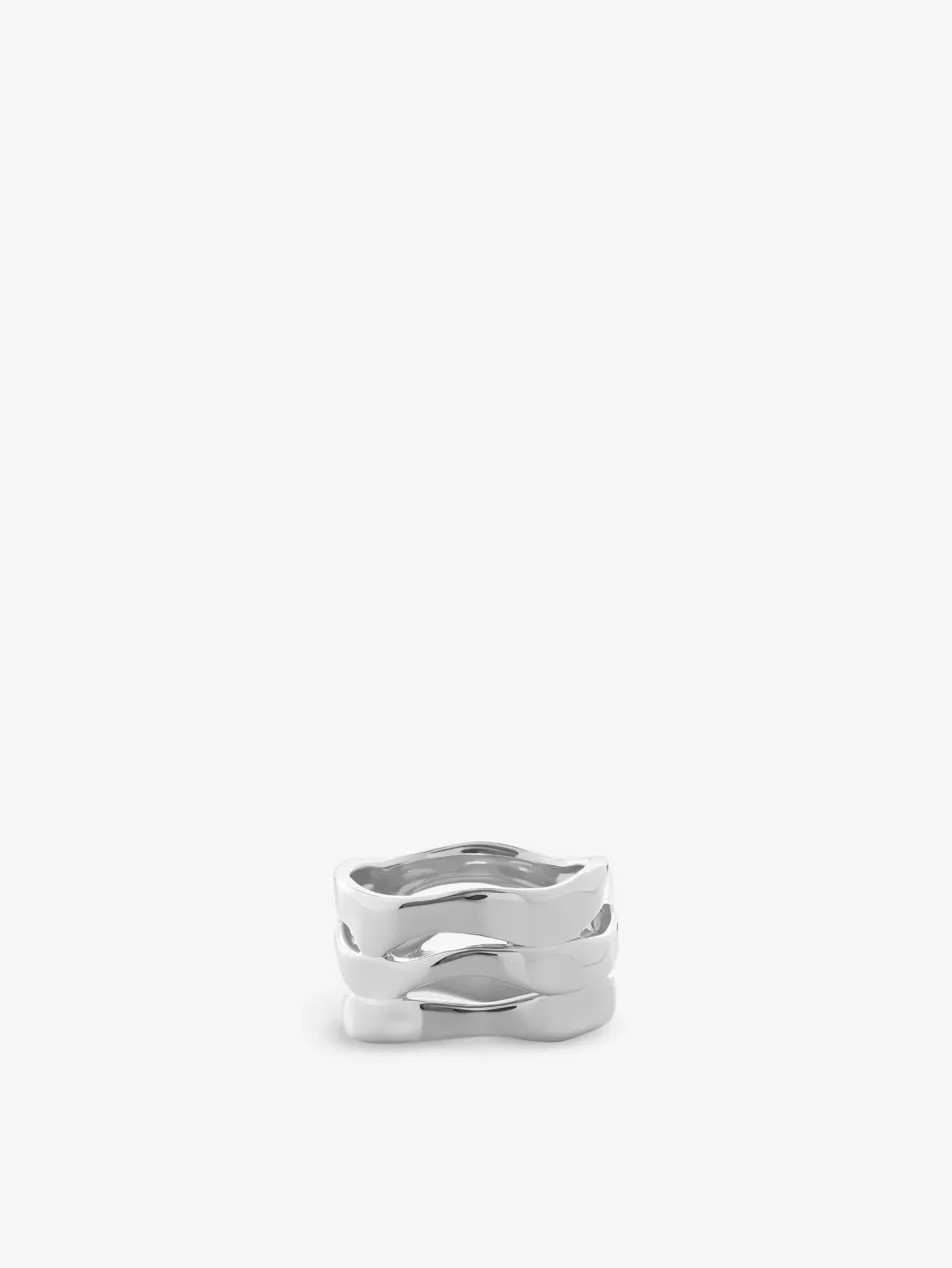 Wave Triple Band sterling-silver ring | Selfridges