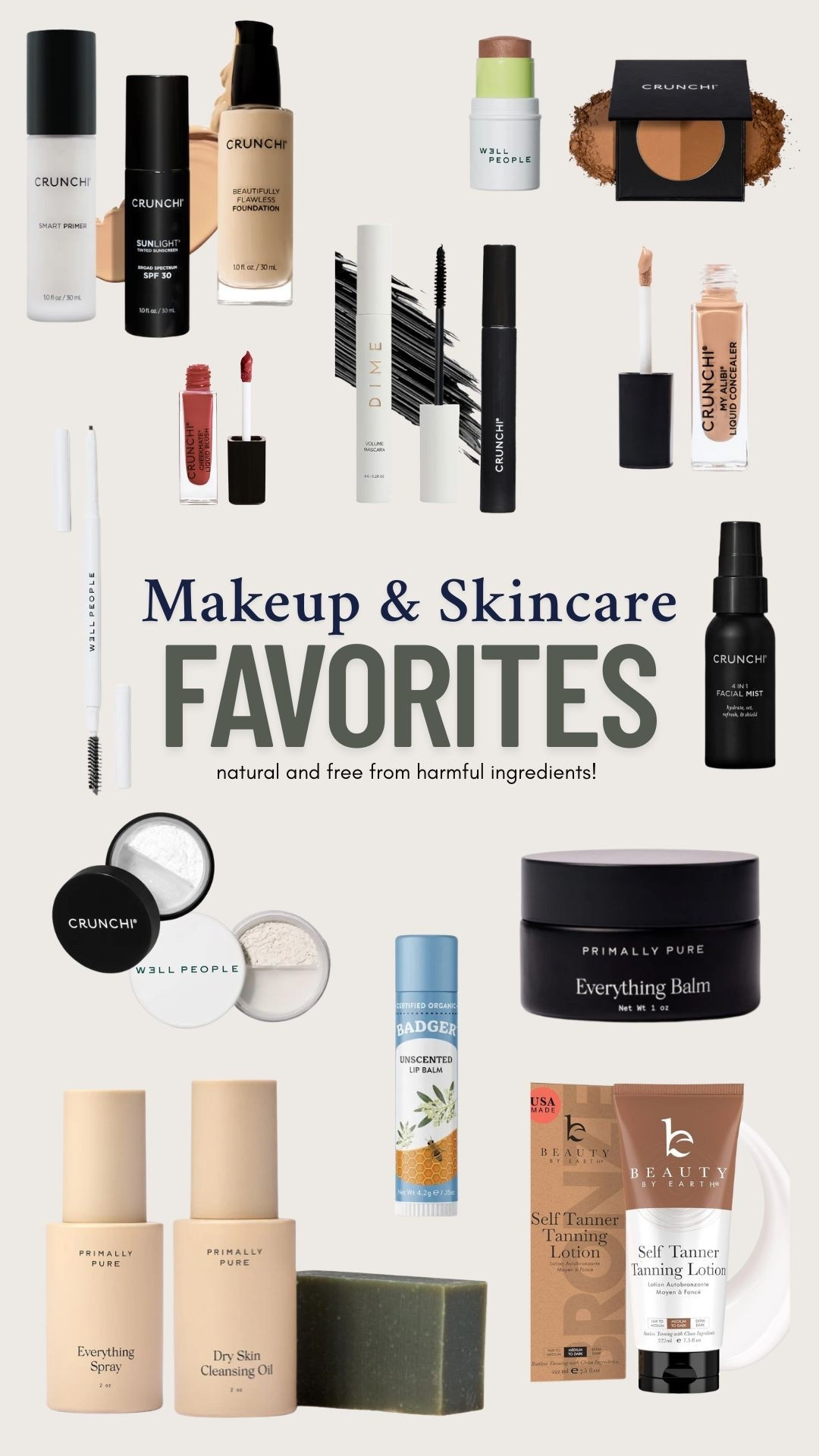 Nontoxic makeup and skin favorites (couldn’t link from primally pure go to their website for those products!) 💄 
