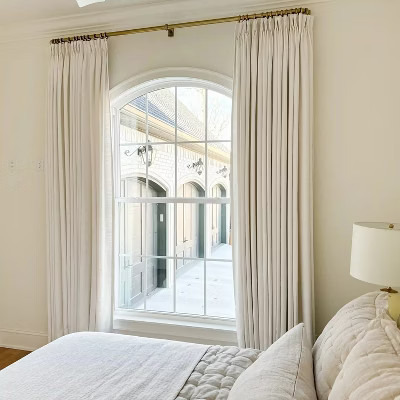 TWOPAGES Linen Blend Light Filtering Drape Pinch Pleat Unlined Curtain, Beige White, 1 Panel, 52"x108" | Target