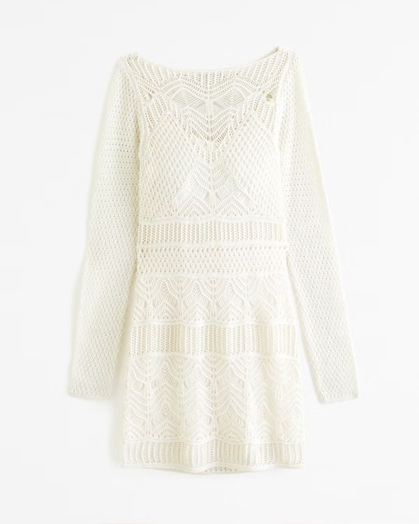 Long-Sleeve Crochet-Style Mini Dress | Abercrombie & Fitch (US)