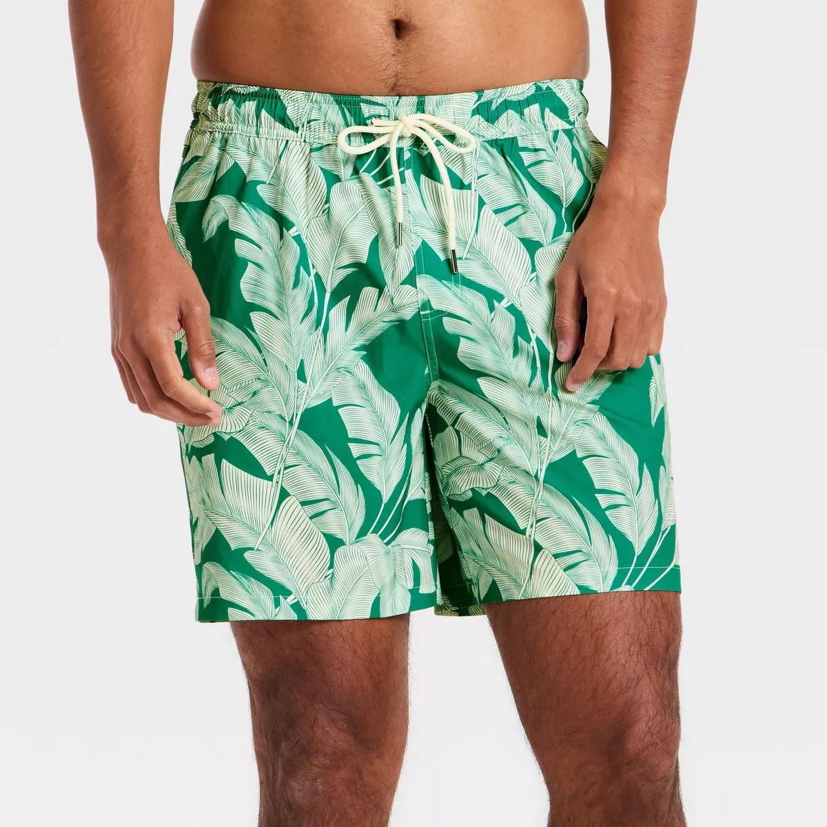Men's 7'' Swim Trunks with Boxer Brief Liner - Goodfellow & Co™ Green Leaf M | Target