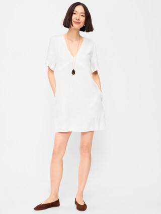 Short-Sleeve Linen-Blend Mini Shift Dress | Old Navy | Old Navy (US)