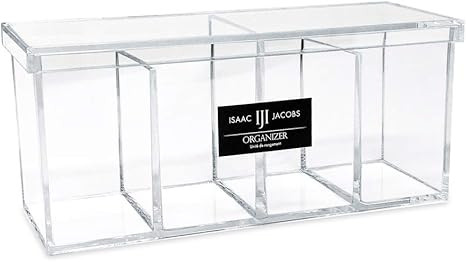 Isaac Jacobs 4-Compartment Clear Acrylic Organizer with Lid (9” L x 3” W x 4” H), Makeup Br... | Amazon (US)
