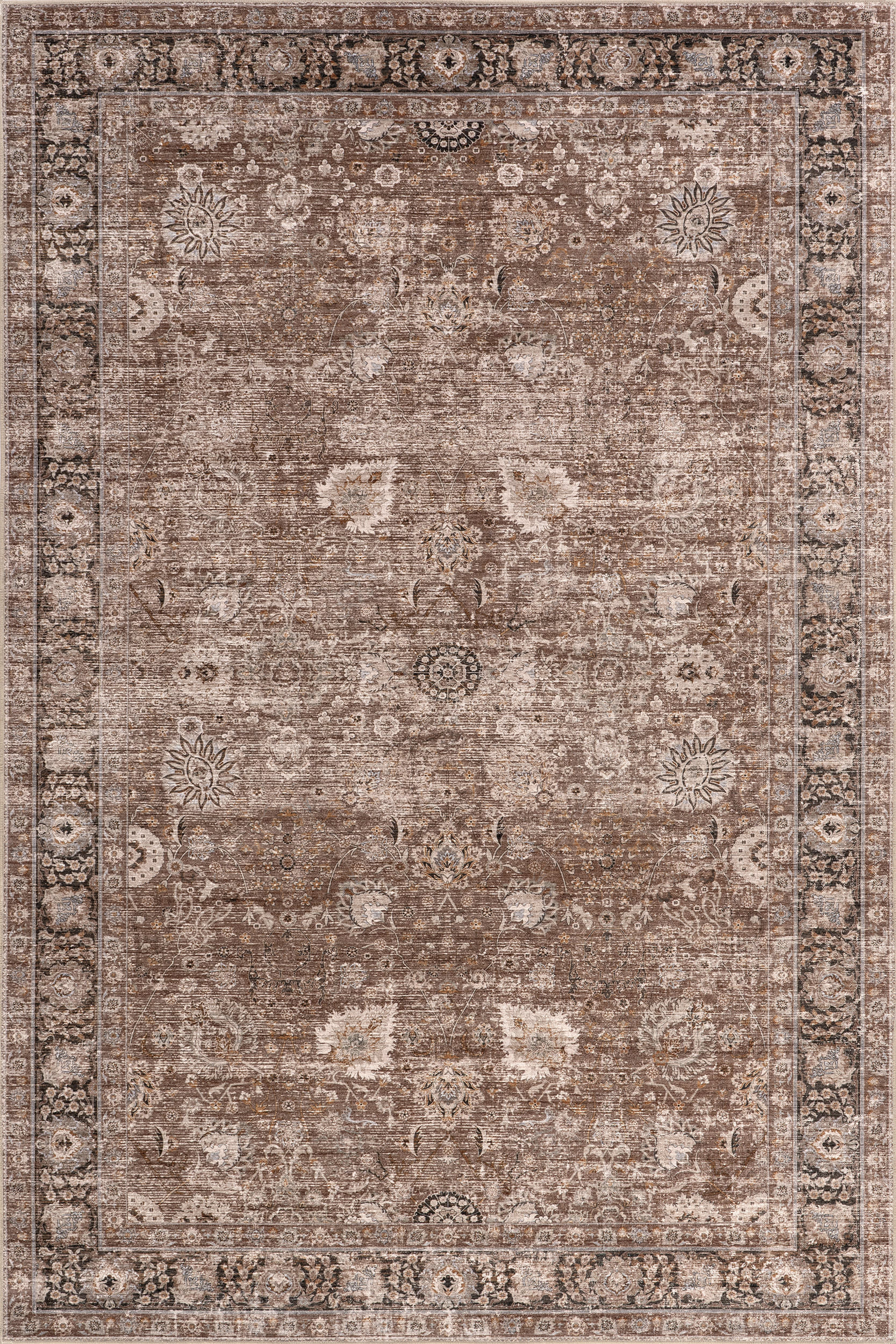 Brown Bayberry Spill Proof Vintage Washable 9' x 12' rug | Rugs USA