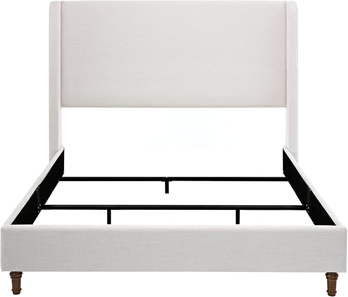 Queen 54" Tall Headboard Wingback Upholstered Platform Bed Frame Premium Textured Canvas Elegant ... | Amazon (US)