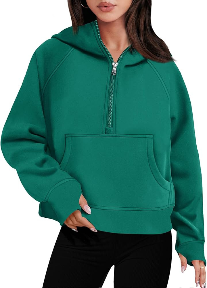 ANRABESS Women Half Zip Cropped Hoodies Fleece Quarter Zip Up Pullover Sweatshirts Winter Clothes 20 | Amazon (US)