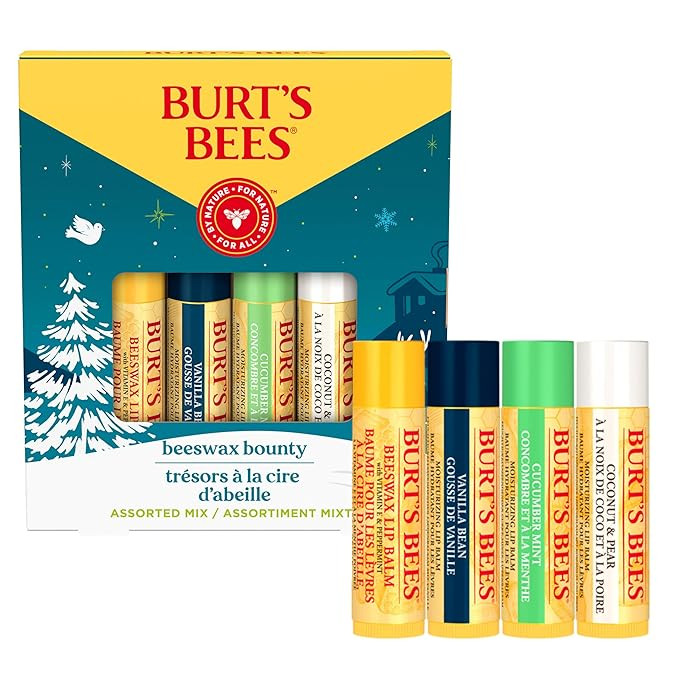 Burt's Bees Christmas Gifts, 4 Lip Balm Stocking Stuffers Products, Assorted Mix Set - Classic Be... | Amazon (US)
