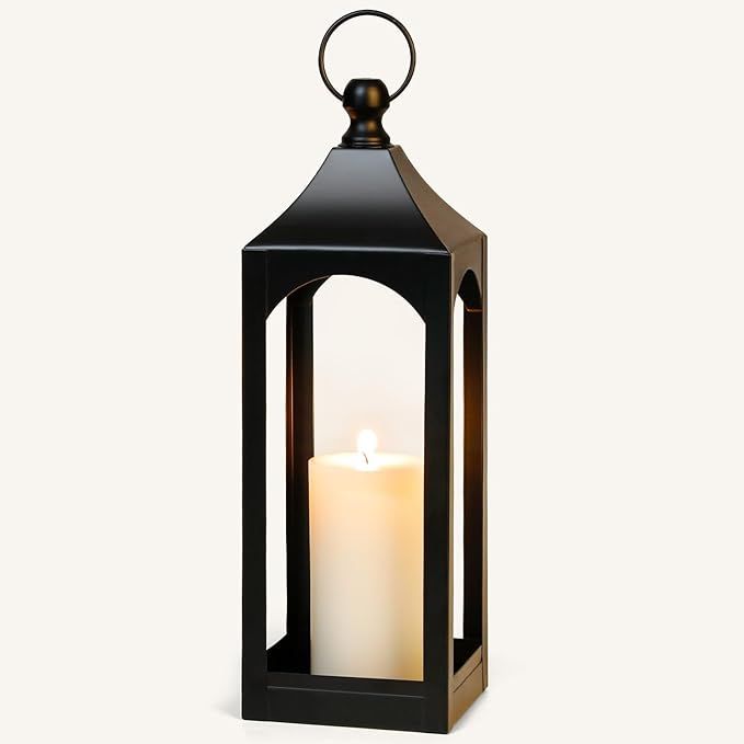 Modern Farmhouse Lantern Decor, Black Metal Decorative Hanging Candle Lanterns Ideal for Home Dec... | Amazon (US)